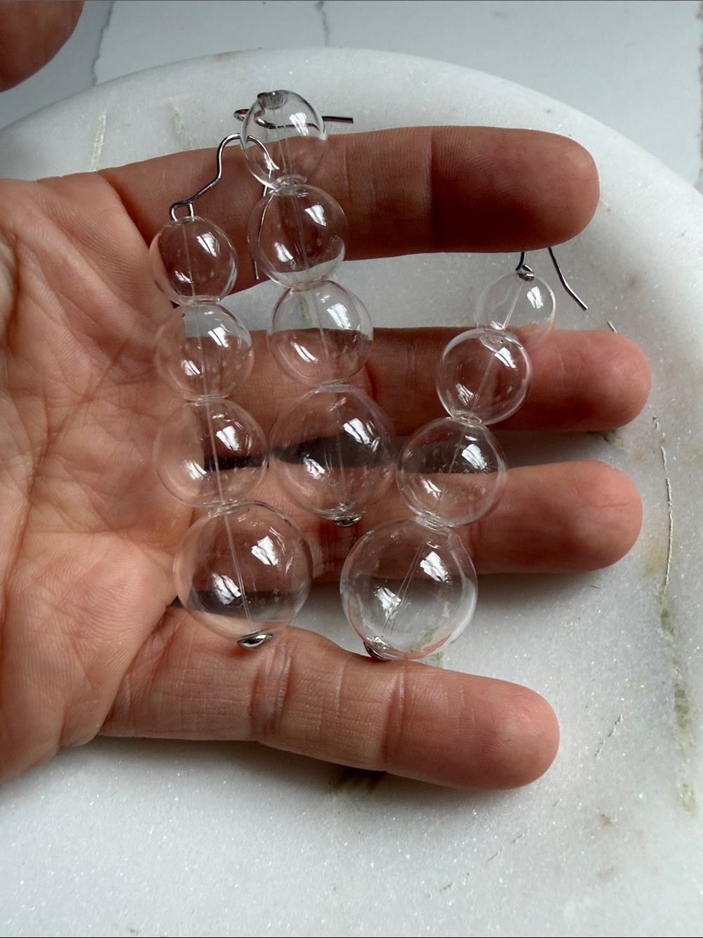 Hand blown Clear Glass Bubble Drop silver Earrings - additional single earring